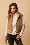 FAKE FUR WAISTCOAT - COGNAC