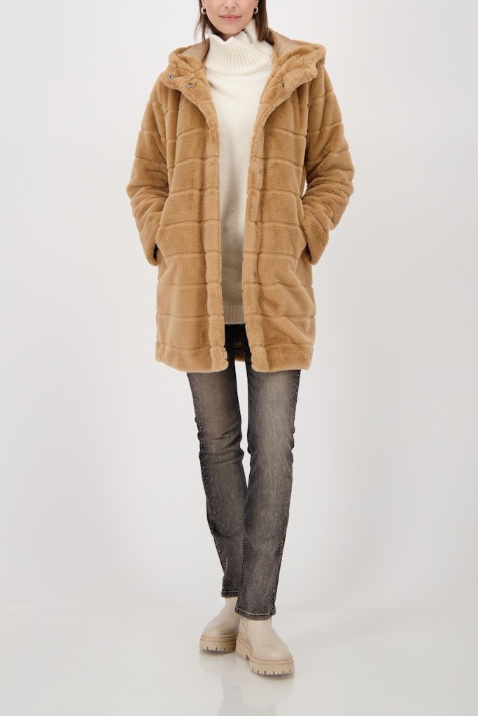 FAKE FUR COAT - COGNAC