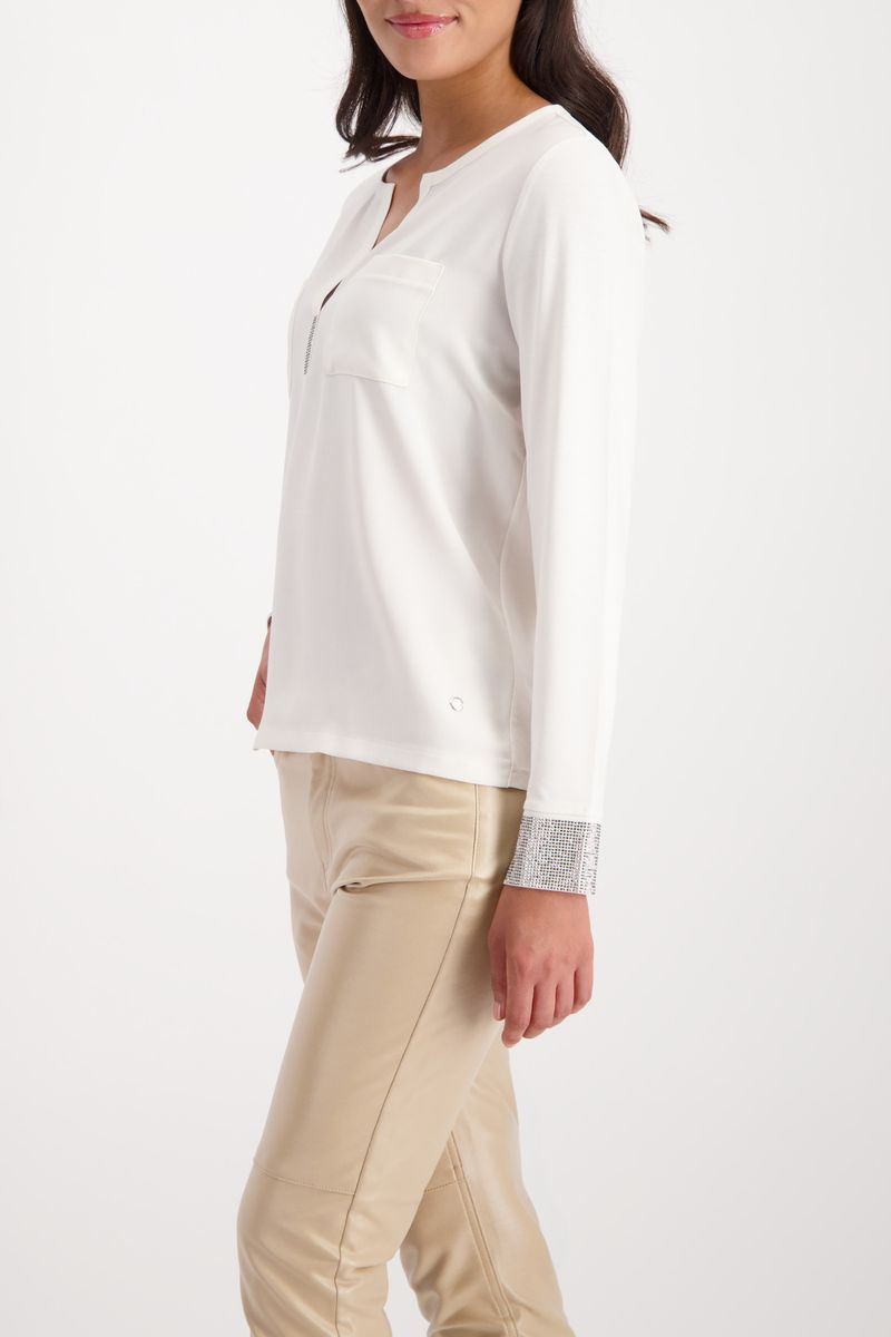 JERSEY BLOUSE W/JEWELRY DETAIL