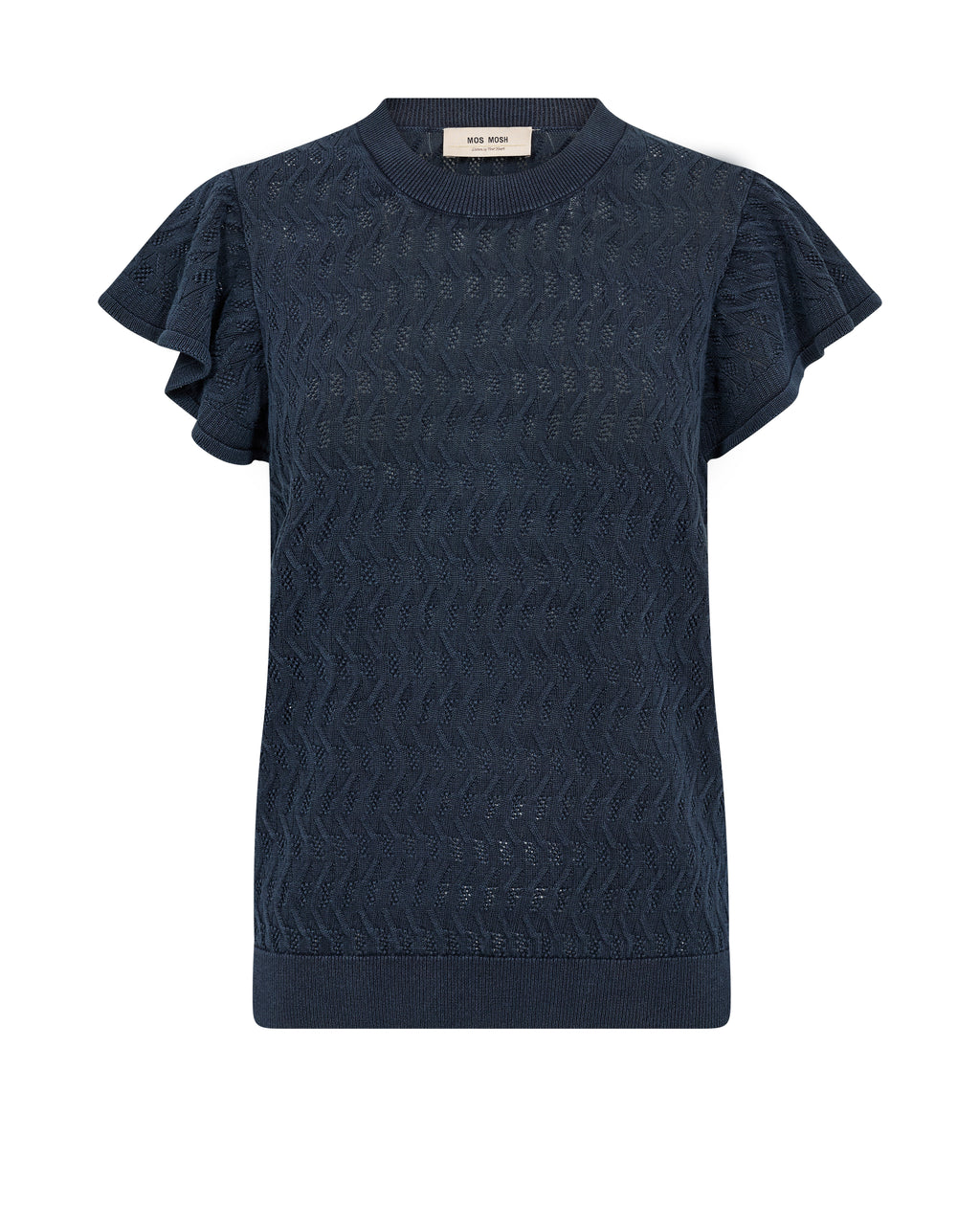 GANNA PATTERN O-NECK KNIT TOP