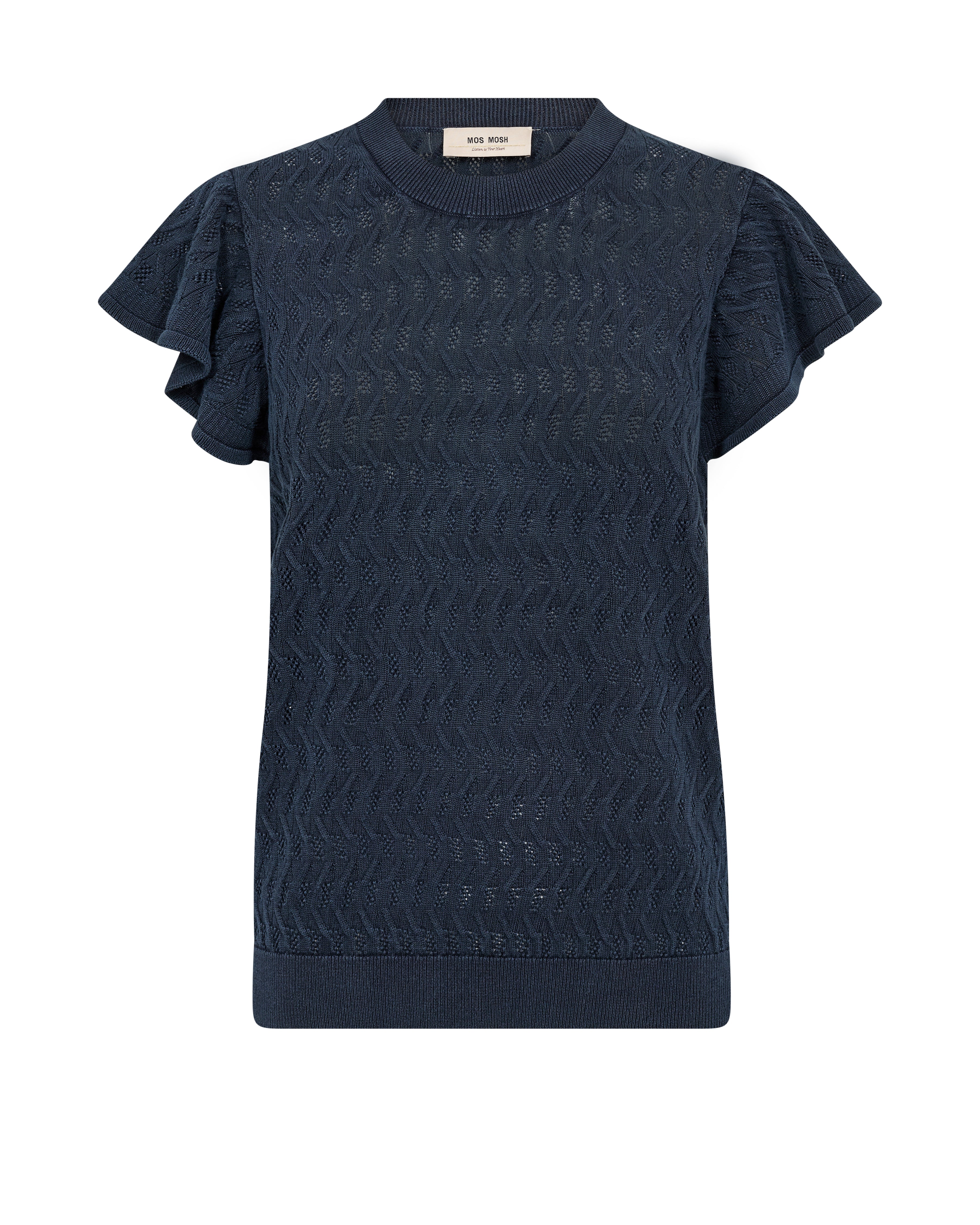 GANNA PATTERN O-NECK KNIT TOP
