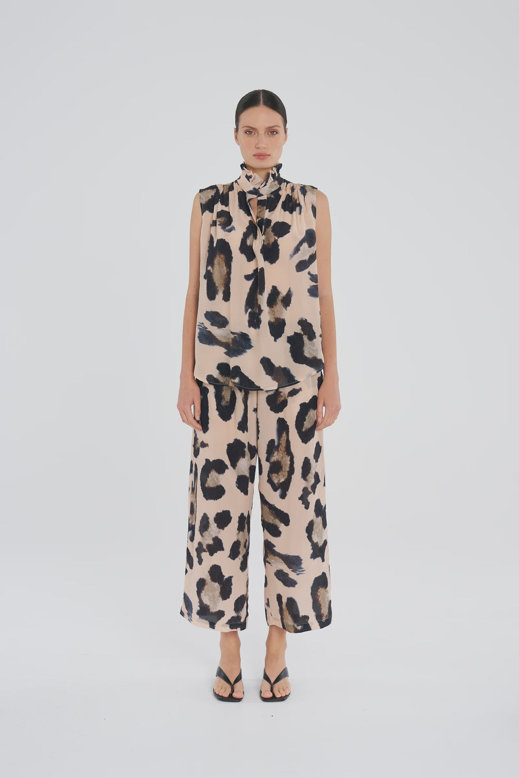 FRILL NECK SILK TANK