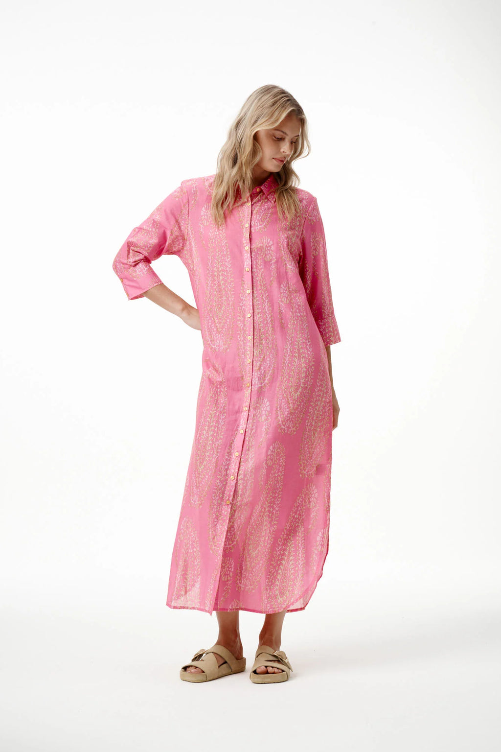 LONG DAISY GRAND PAISLEY COTTON PINK