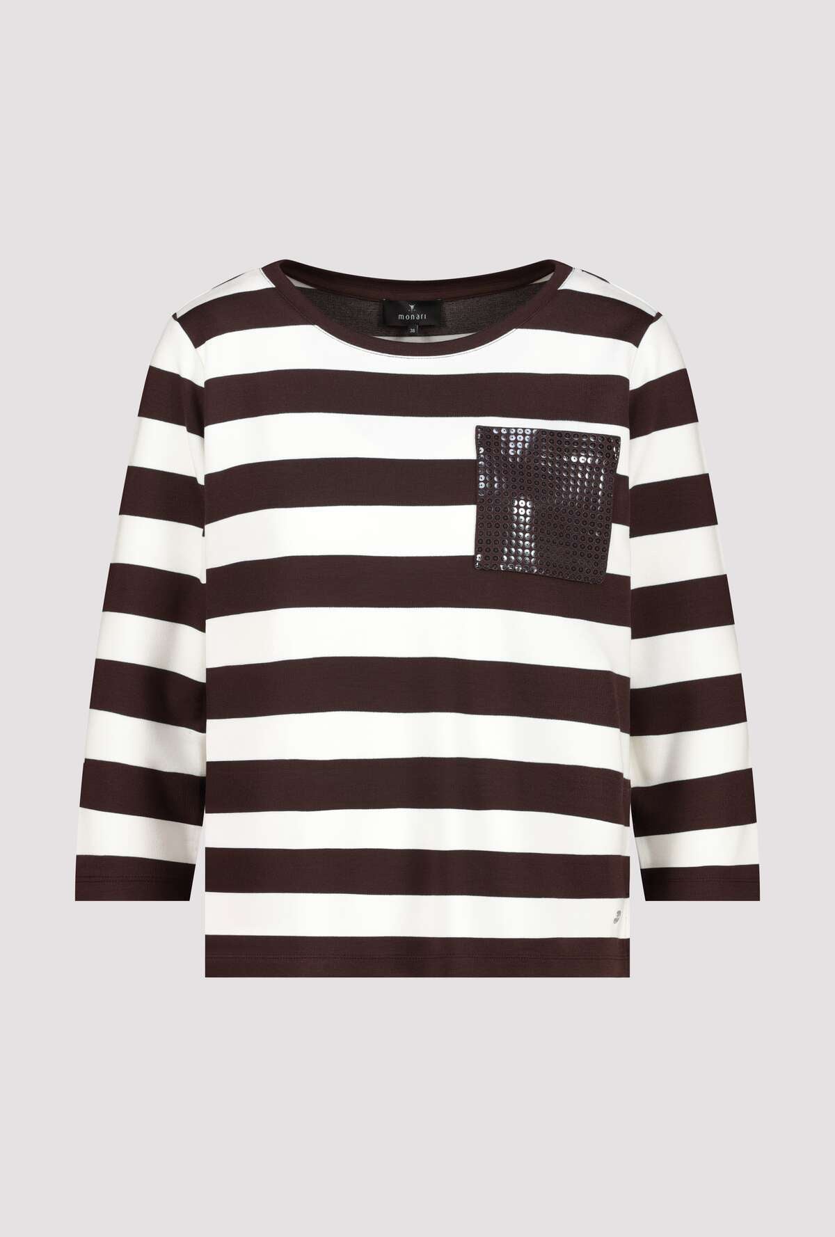 DK CHOC STRIPE ALL-OVER PRINT SWEATER