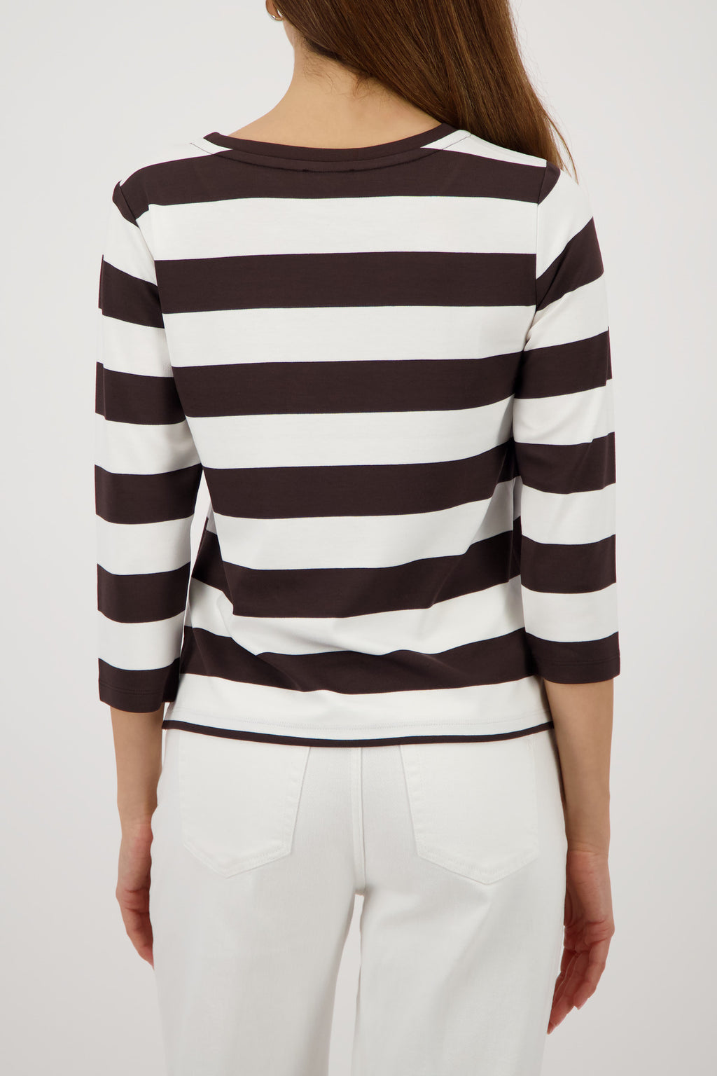 DK CHOC STRIPE ALL-OVER PRINT SWEATER