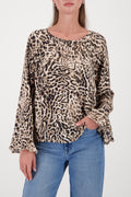 BLOUSE LEO ALL-OVER - DK CHOC