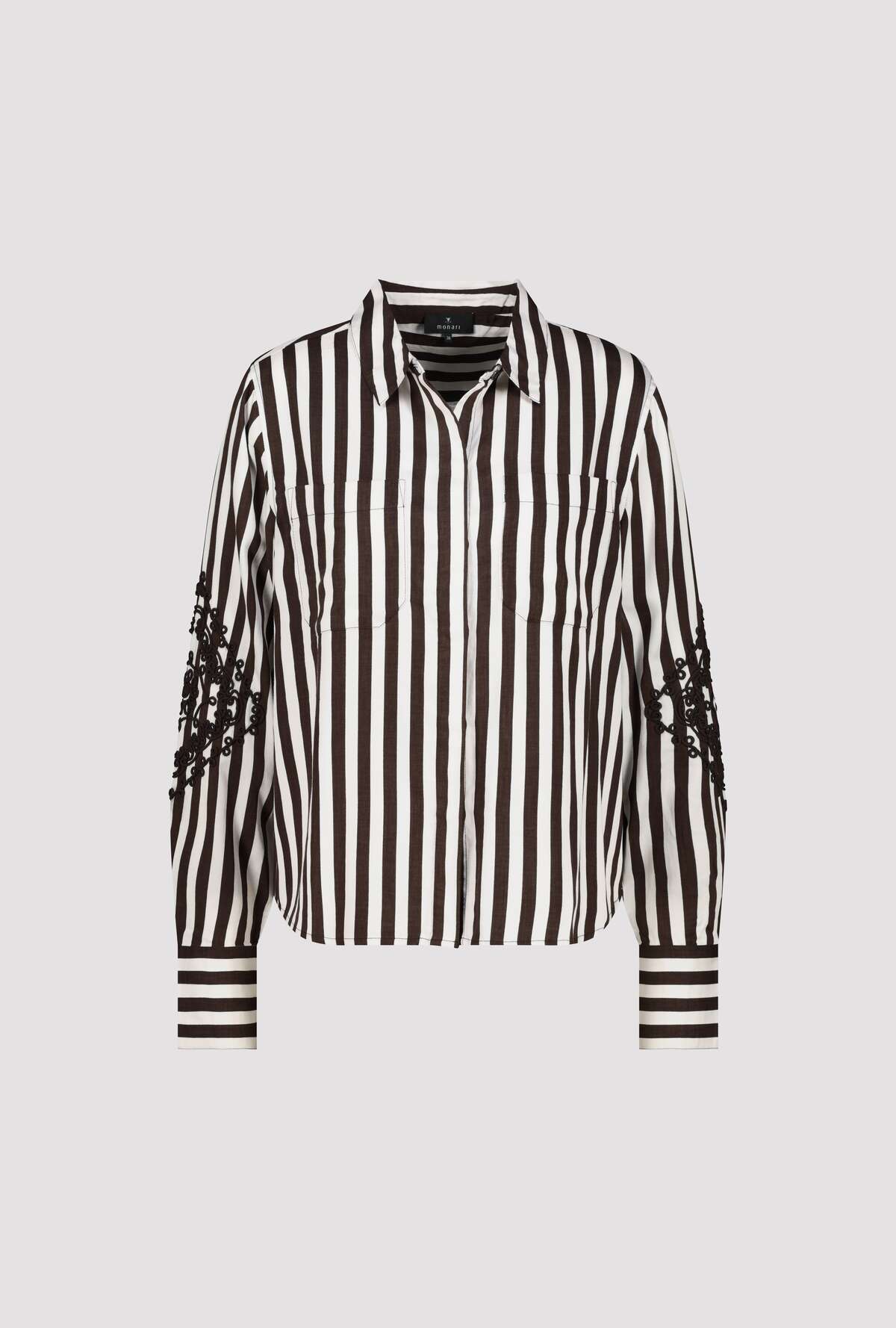 DK CHOC STRIPE ALL-OVER PRINT SWEATER