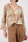 BLOUSE W ALL-OVER PAISLEY PRINT