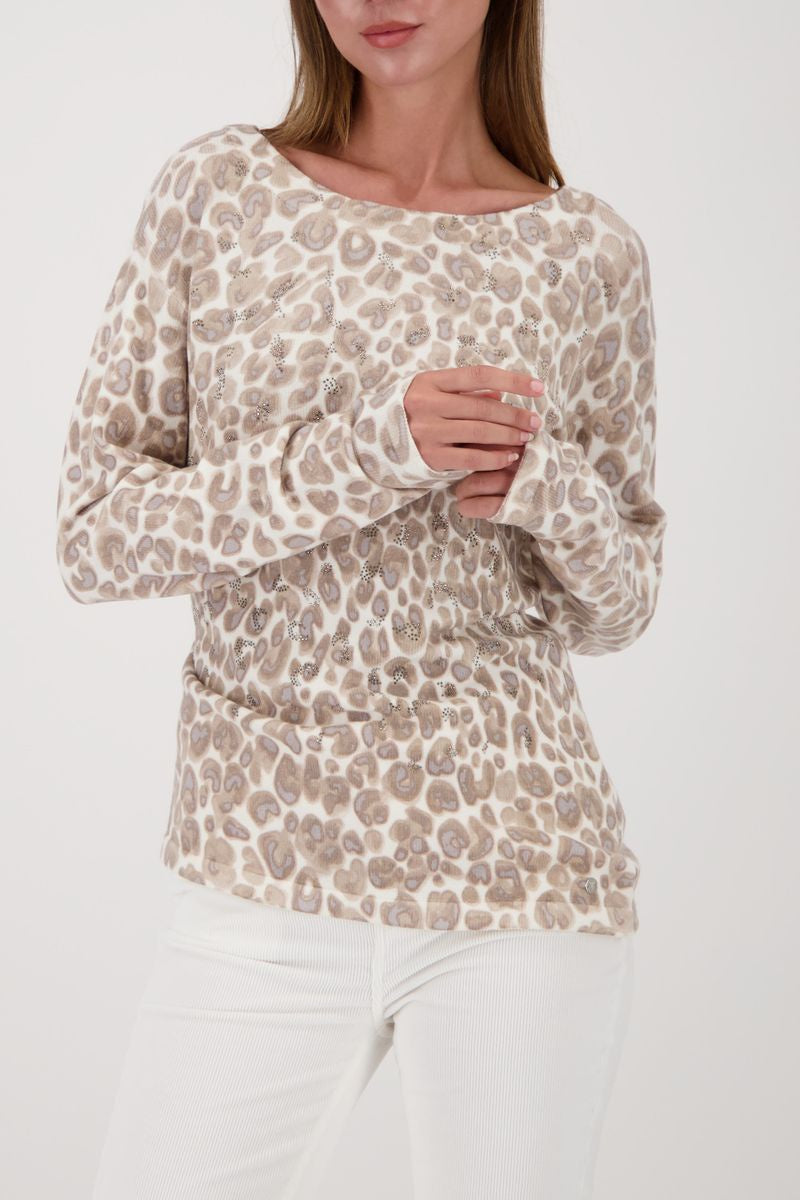 SWEATER W ALL OVER LEOPARD PRINT