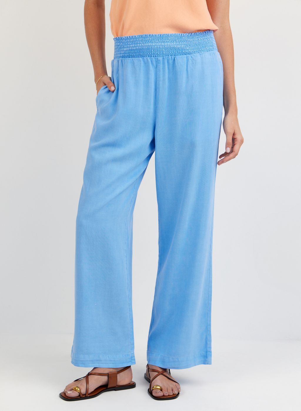 SMOCKED WAIST WIDE LEG