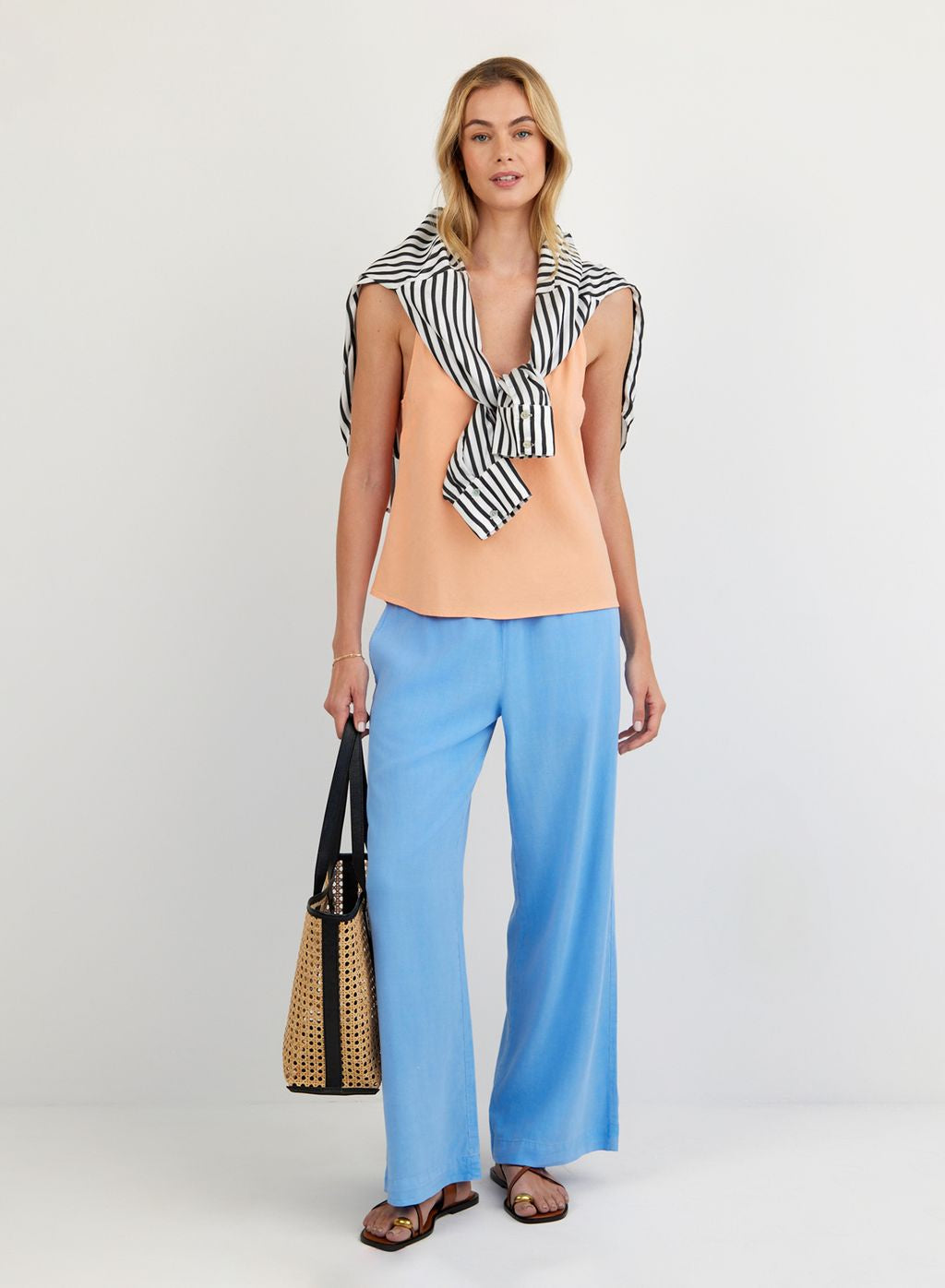 SMOCKED WAIST WIDE LEG