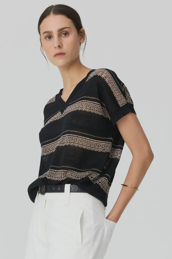 LIANA V NECK POINTELLE KNIT