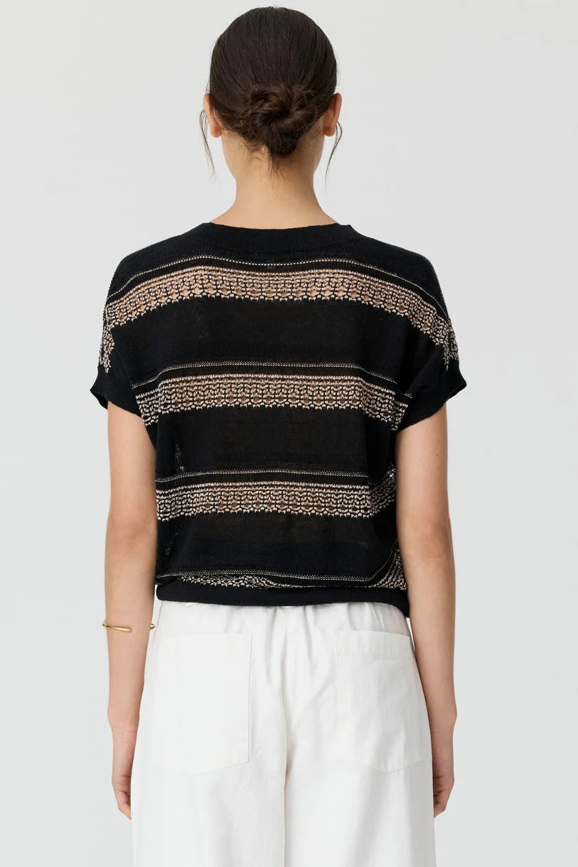 LIANA V NECK POINTELLE KNIT