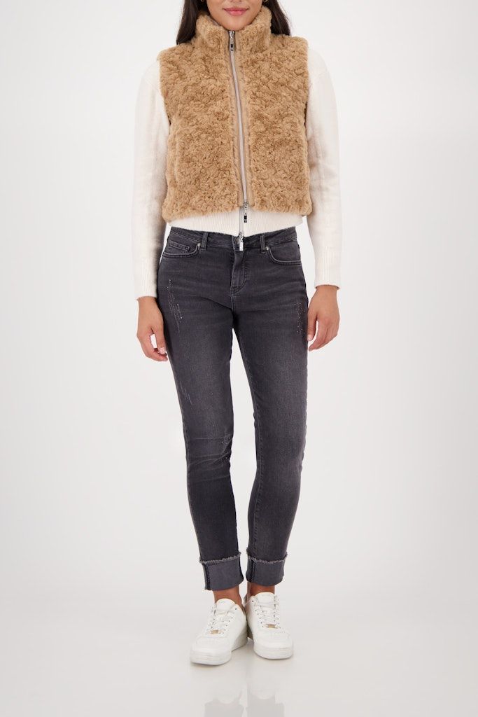 FAKE FUR WAISTCOAT - COGNAC