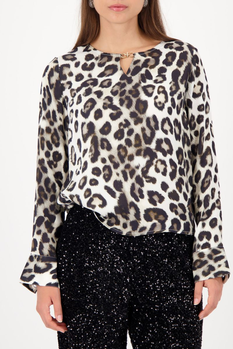SATIN LEOPARD PRINT BLOUSE