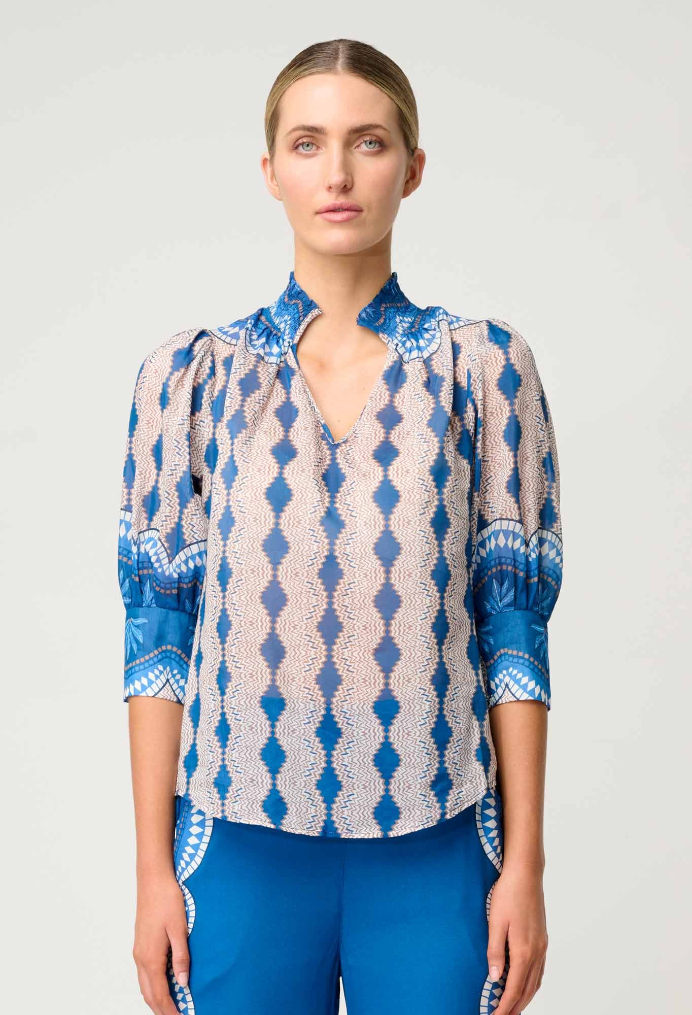 OLEANDER PLACEMENT PRINT BLOUSE