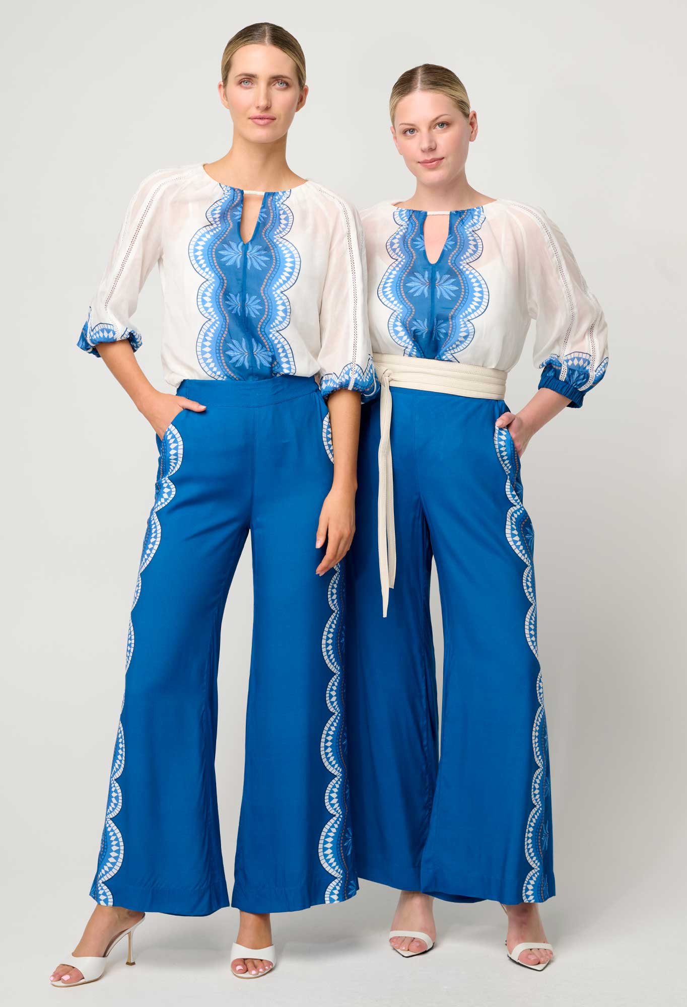 SAKINA PLACEMENT PRINT COTTON SILK BLOUSE