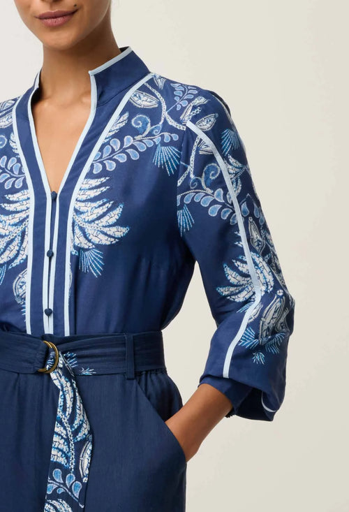 ASHER PLACEMENT PRINT CONTRAST TRIM SHIRT