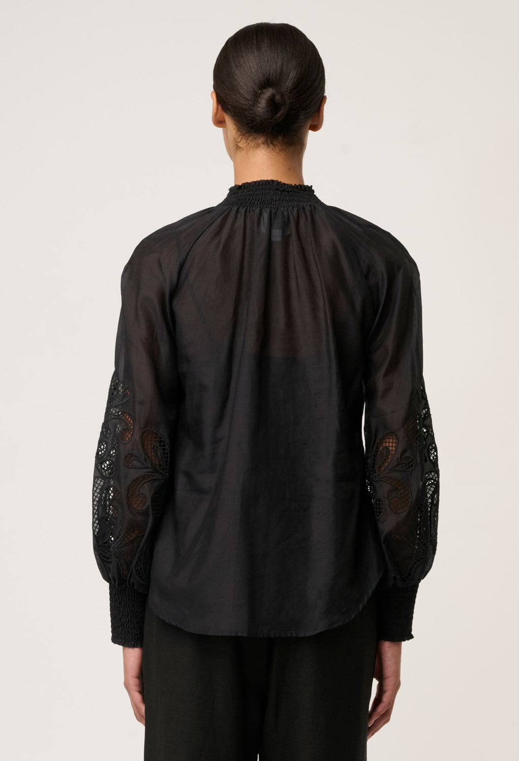 SIMONA COTTON SILK GOLD DETAIL EMB BLOUSE
