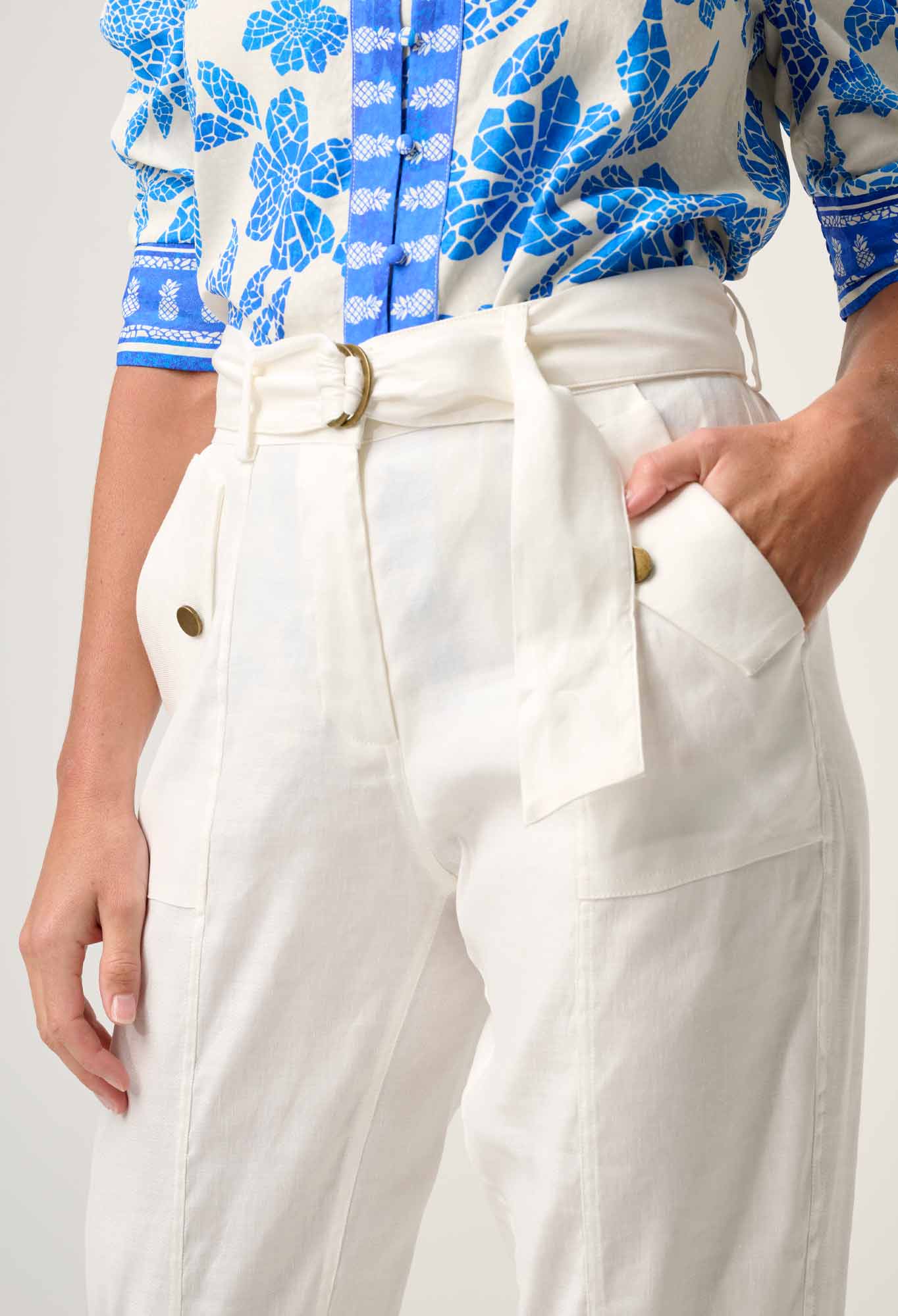 TRINIDAD LINEN VISCOSE BUTTON CUFF PANT