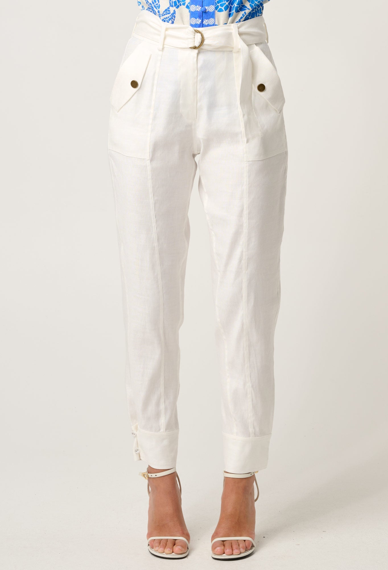 TRINIDAD LINEN VISCOSE BUTTON CUFF PANT