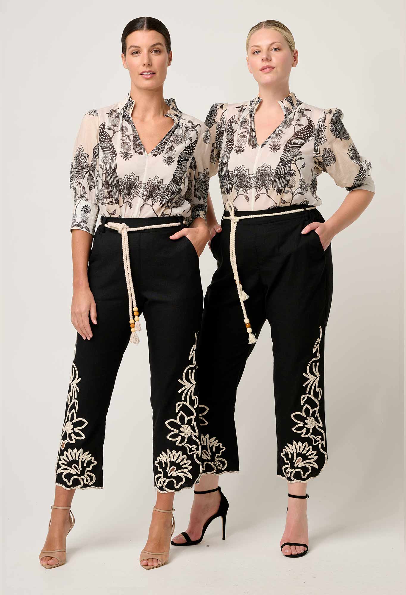 HELM PLACEMENT PRINT EMB LINEN PANT