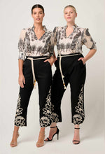 HELM PLACEMENT PRINT EMB LINEN PANT