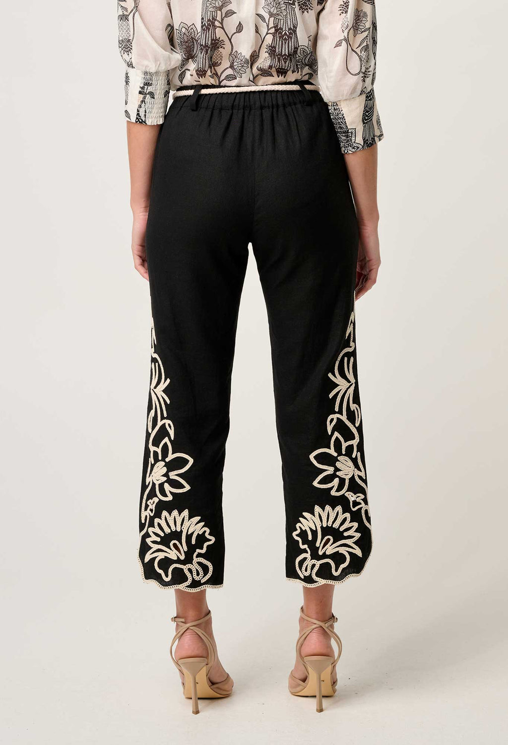 HELM PLACEMENT PRINT EMB LINEN PANT