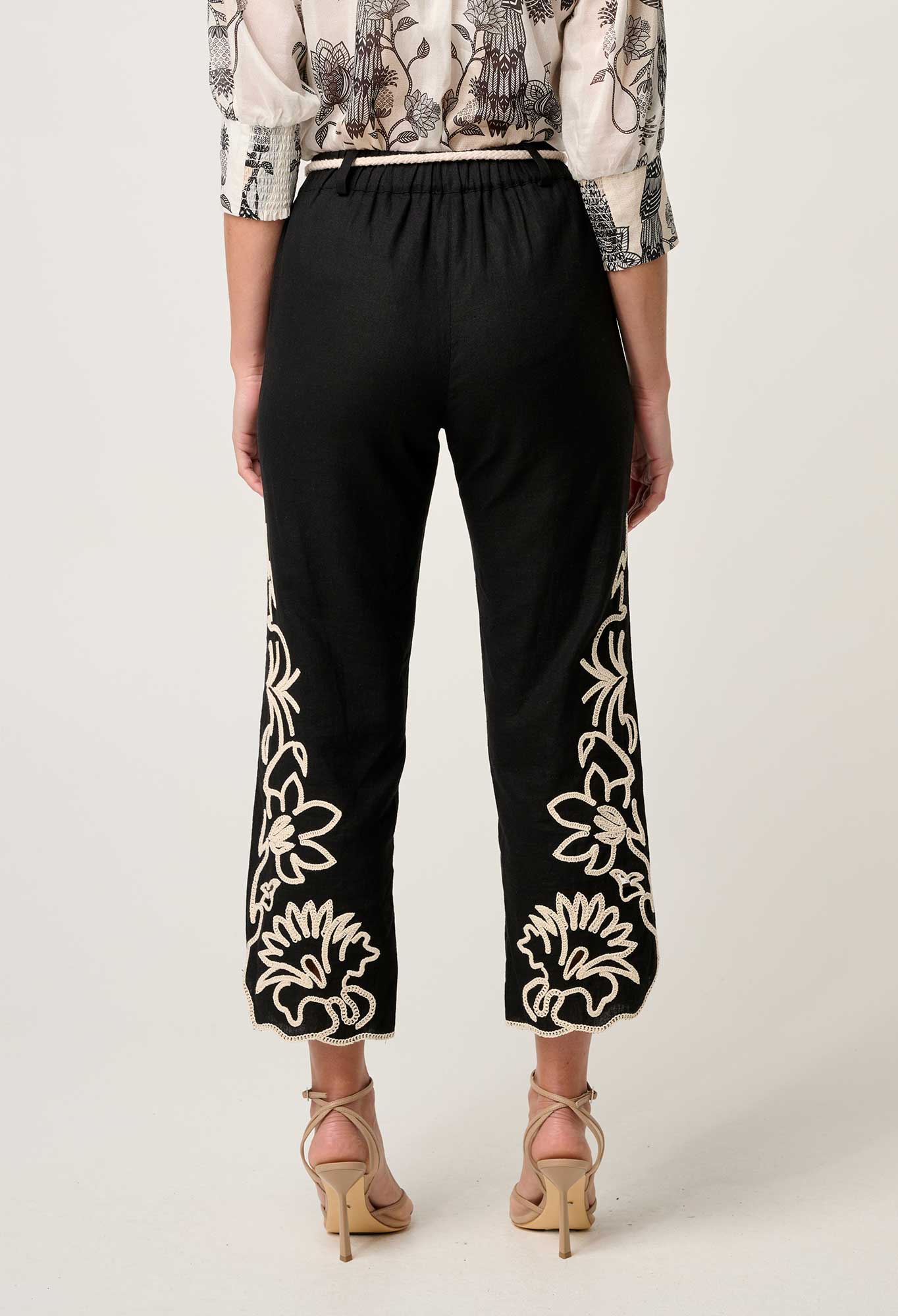 HELM PLACEMENT PRINT EMB LINEN PANT