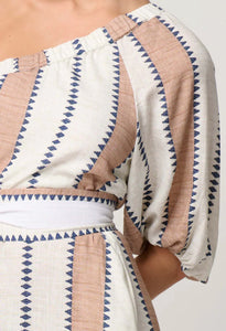 BAHIA ONE SHOULDER LINEN VISCOSE DRESS