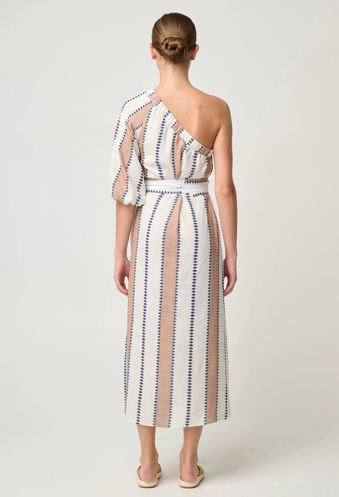 BAHIA ONE SHOULDER LINEN VISCOSE DRESS