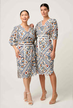 THEIA LINEN VISCOSE SCALLOP EMB DRESS