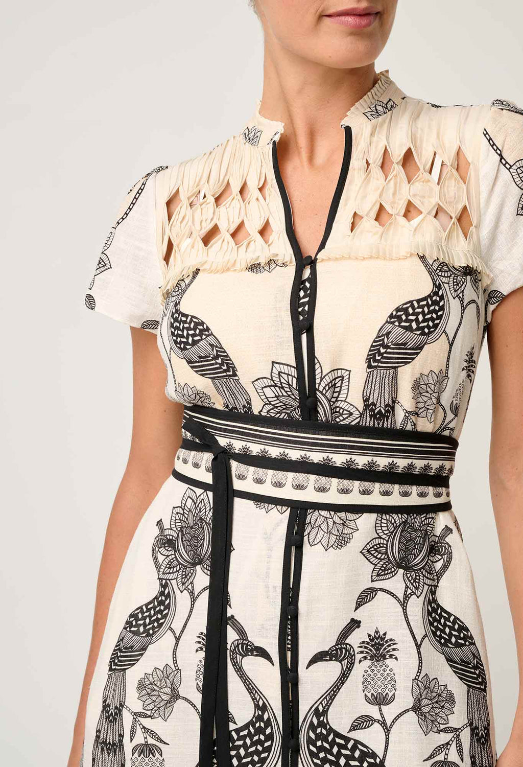 XANTHIA DIAMOND SMOCK YOKE DRESS