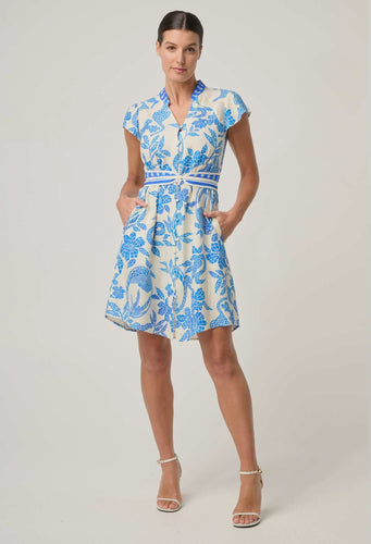 ADRIANA LINEN VISCOSE YOKE DRESS