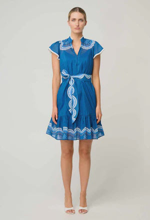 LILIA COTTON SILK PLACEMENT DRESS