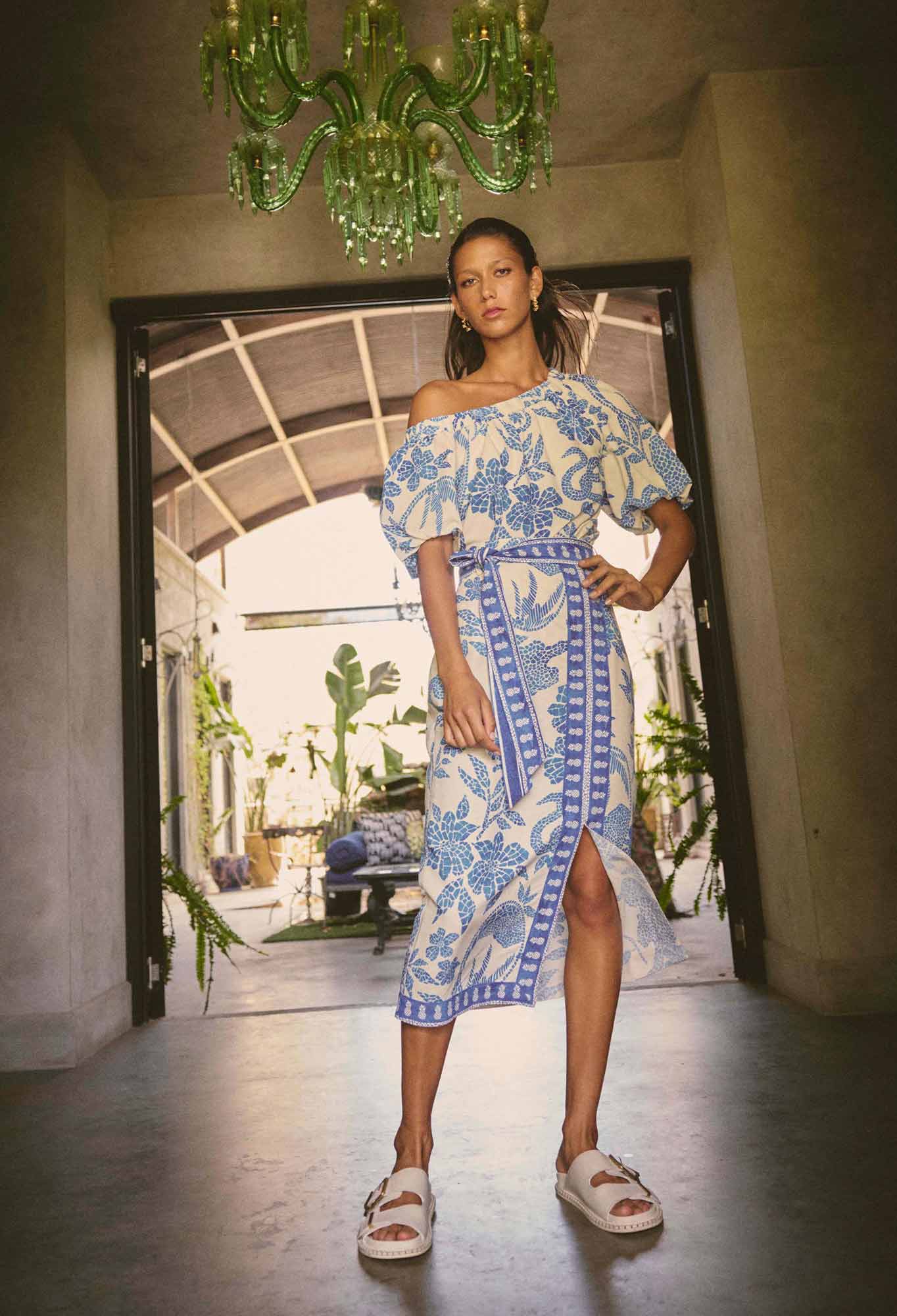 ZENOBIA CONTRAST TRIM DOBBY MIDI SKIRT