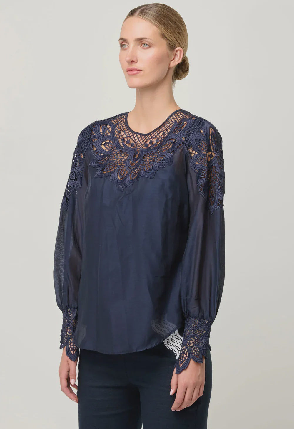 MIRADOR COTTON SILK LACE BLOUSE