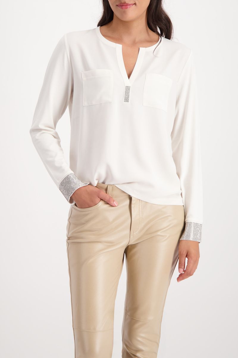 JERSEY BLOUSE W/JEWELRY DETAIL