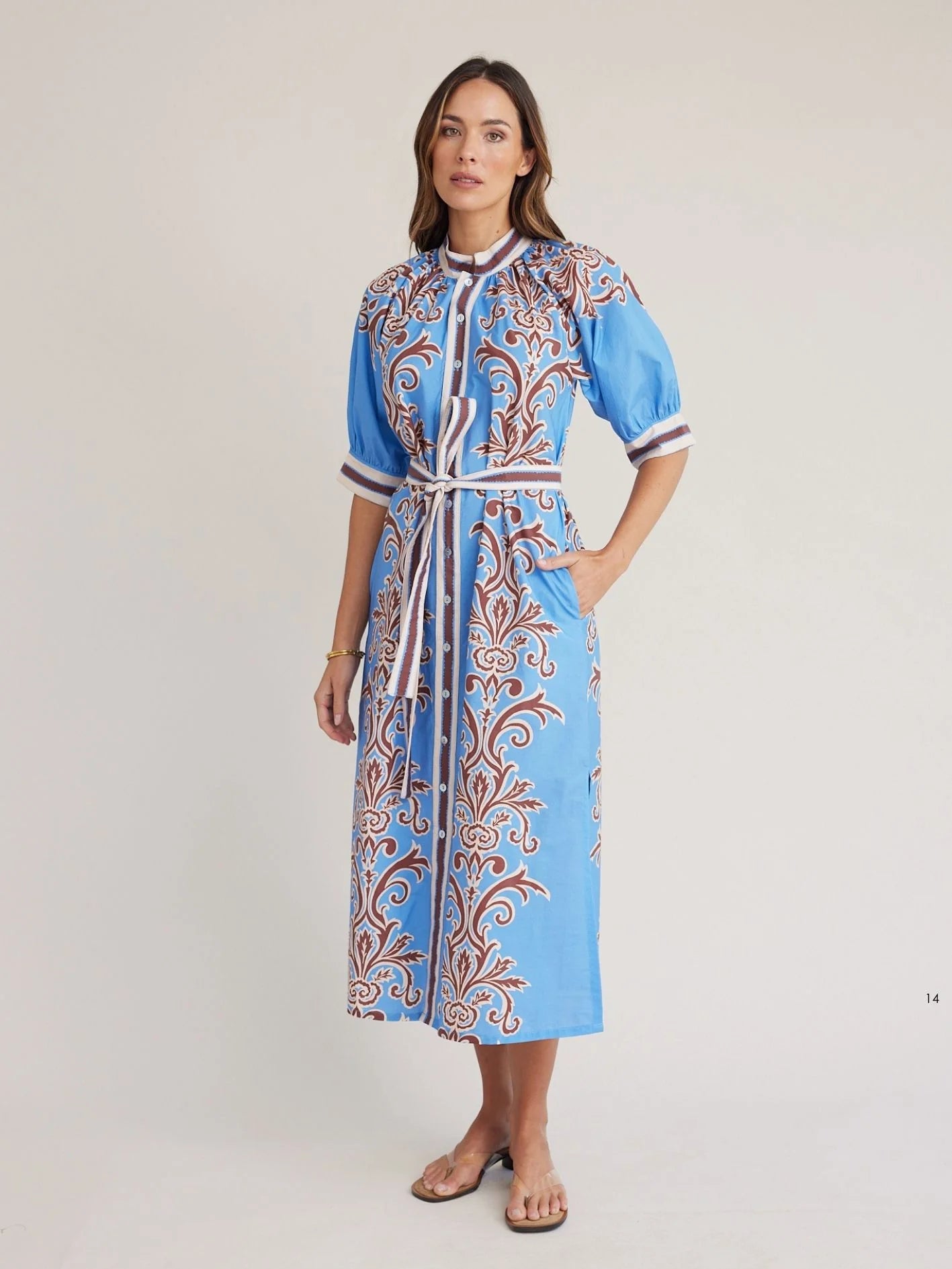ROBE DRESS BLUE DECO STRIPE