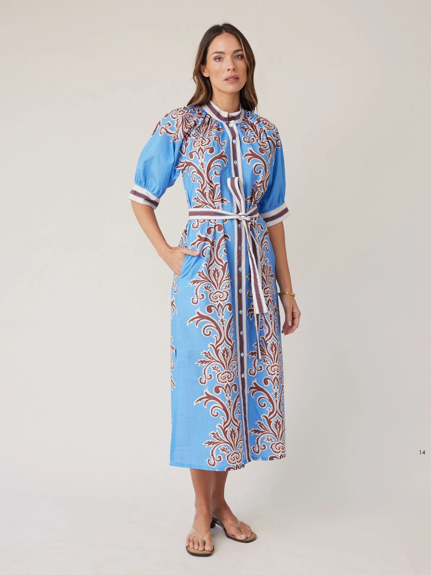 ROBE DRESS BLUE DECO STRIPE
