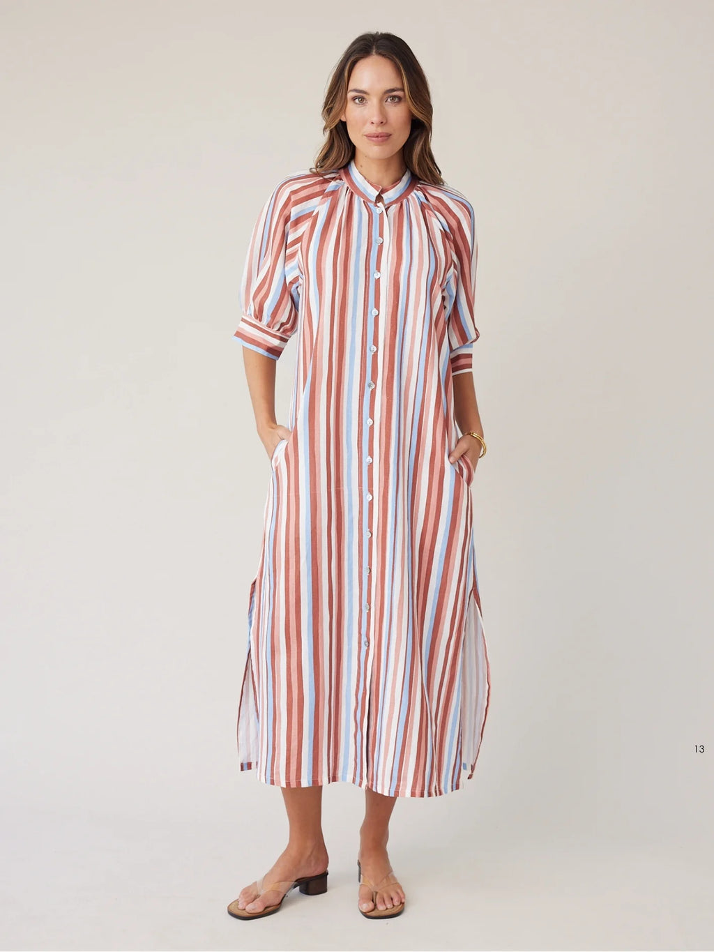 ROBE DRESS MOCHA STRIPE