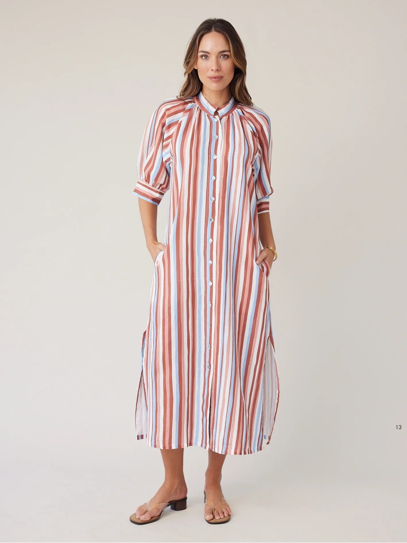 ROBE DRESS MOCHA STRIPE