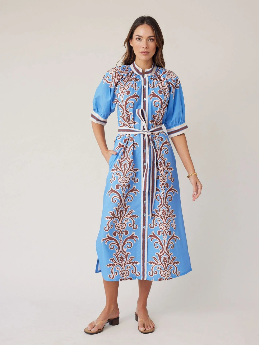 ROBE DRESS BLUE DECO STRIPE