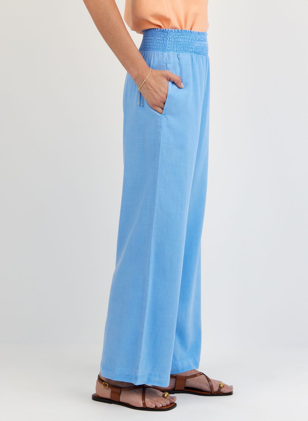 SMOCKED WAIST WIDE LEG