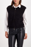 KNIT BLACK ZIP VEST