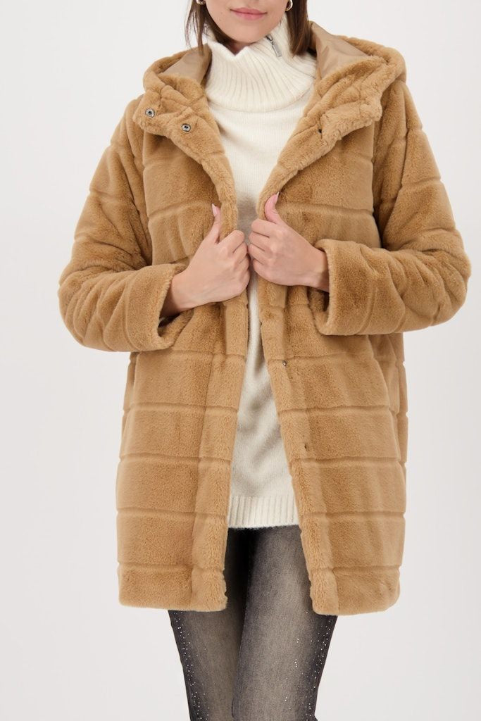 FAKE FUR COAT - COGNAC