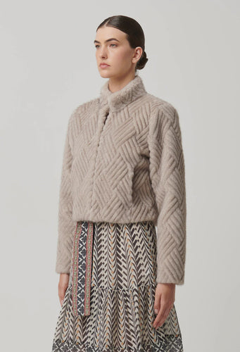 CLOVER FAUX FUR CROPPED JACKET
