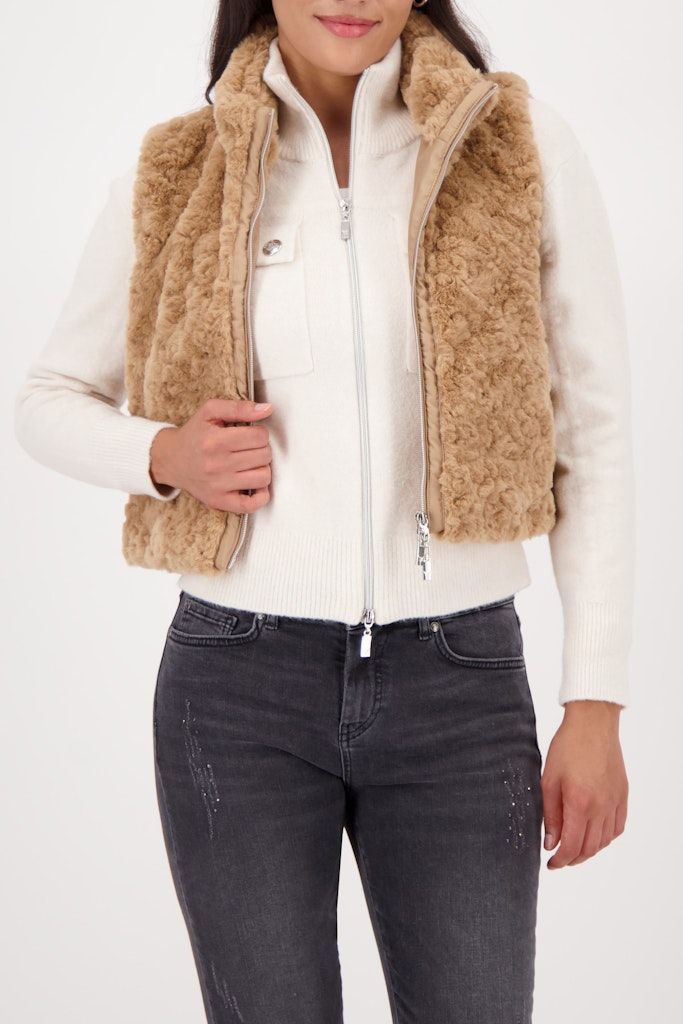FAKE FUR WAISTCOAT - COGNAC