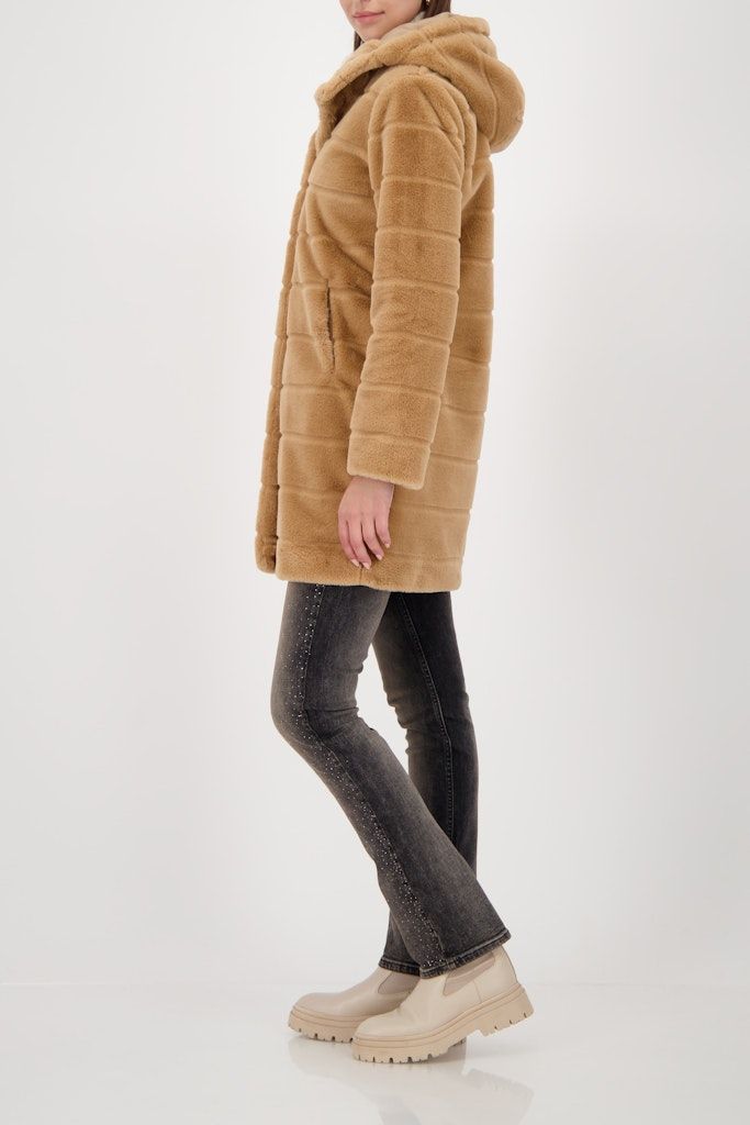 FAKE FUR COAT - COGNAC