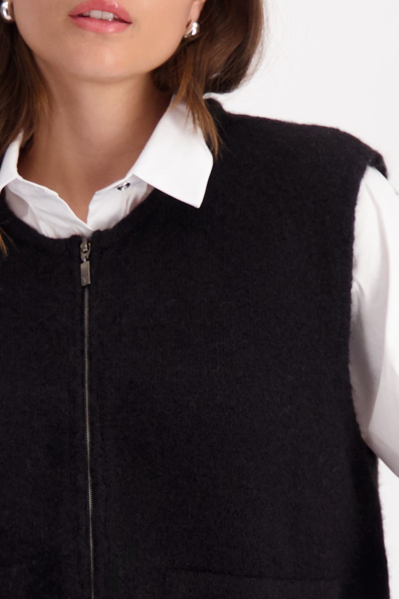 KNIT BLACK ZIP VEST